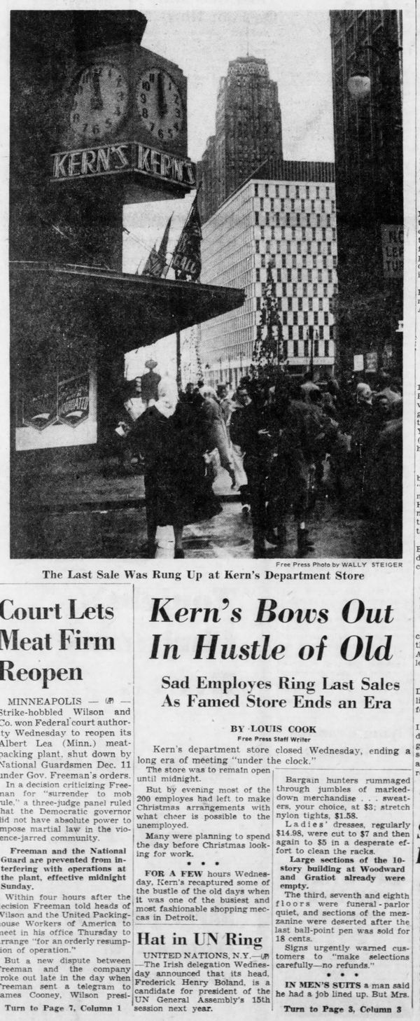 Kerns - 1959 Article On Closing